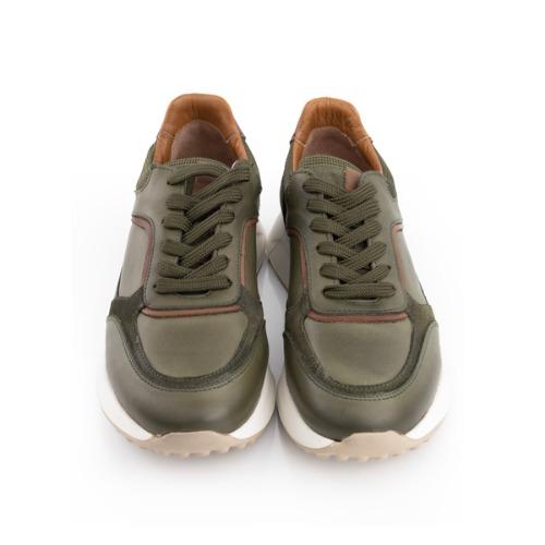 MegaNature Heritage - Haki Deri ve Süet Detaylı Retro Sneaker