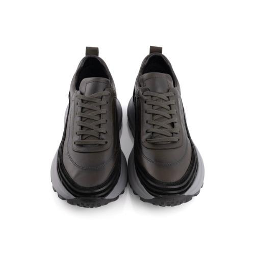 MegaAnthracite Prestige - Antrasit Deri ve Siyah Şeritli Sneaker