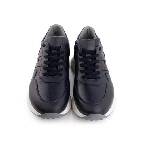 MegaRoyal Navy - Lacivert Deri ve Kahve Detaylı Lüks Sneaker