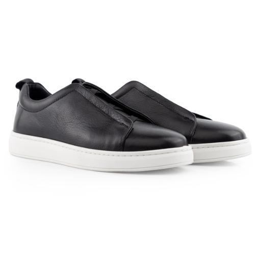 MegaBand Monochrome - Siyah Çapraz Lastikli Beyaz Taban Sneaker