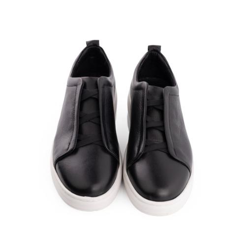 MegaBand Monochrome - Siyah Çapraz Lastikli Beyaz Taban Sneaker