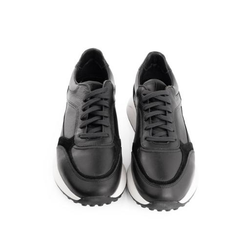MegaSprint Onyx - Siyah Deri ve Süet Detaylı Runner Sneaker